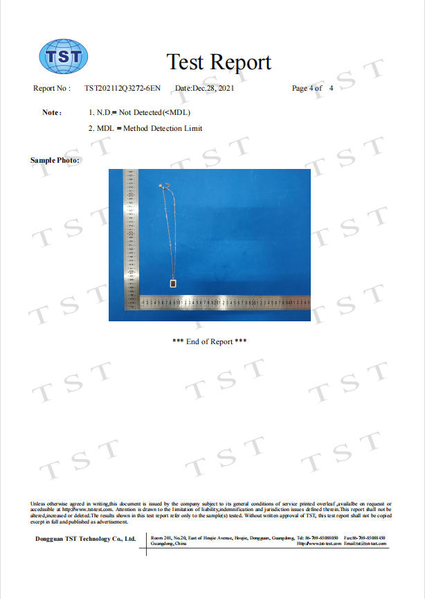 jewelry test report
